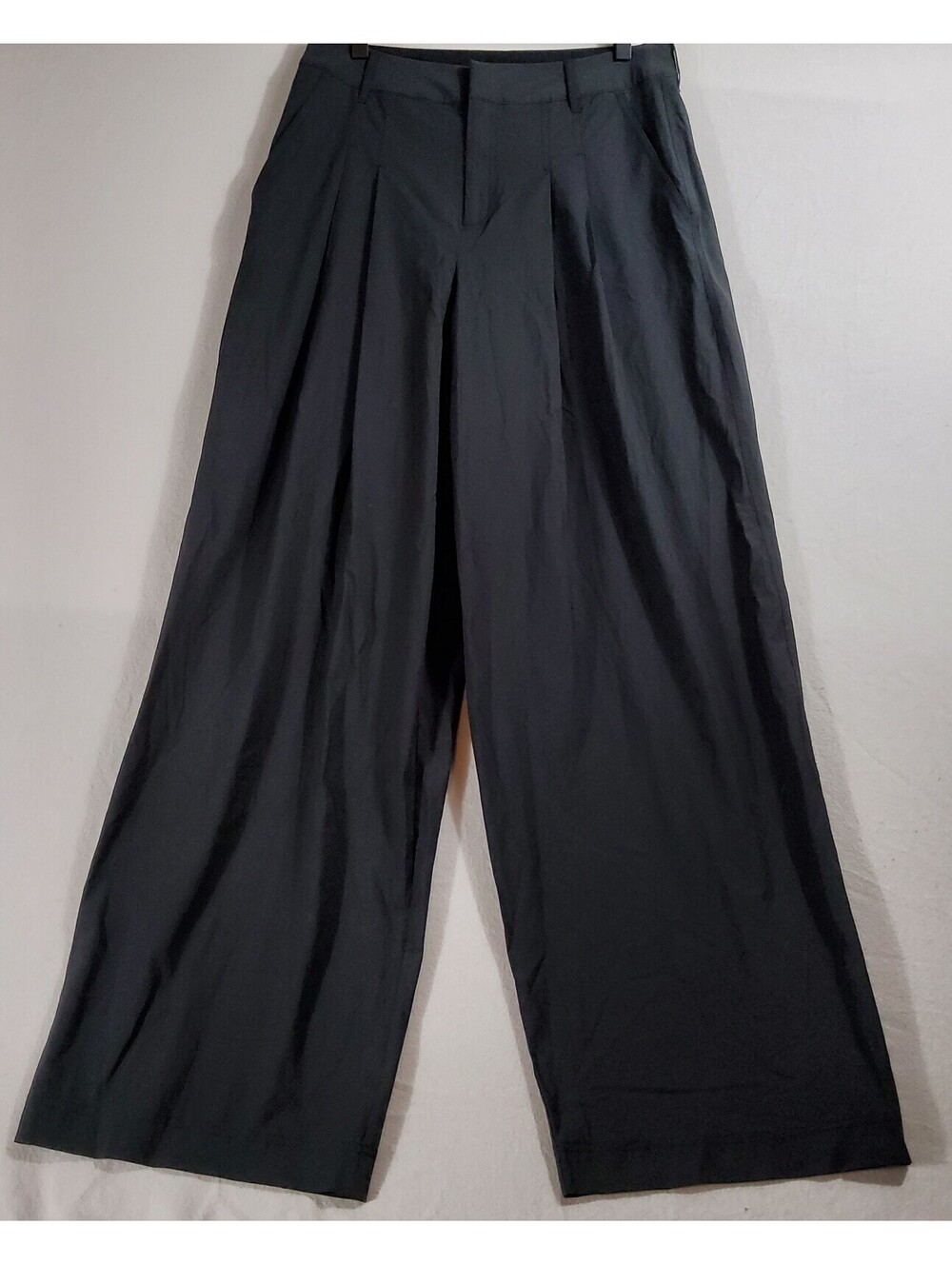 Calia Nyluxe High-Rise Pleated Trouser Pants Women's Medium Long Black NWT